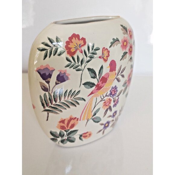 Japanese Otagiri Vase, Otagiri Royal Garden Floral Pillow Vase 4 1/2" - Picture 9 of 13